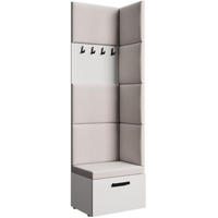 GARDEROBE Margaret V 81/203/43 mit gepolsterten Paneelen - Schwarz/Weiß, Holzwerkstoff/Kunststoff (60/206.5/42cm) - Beautysofa