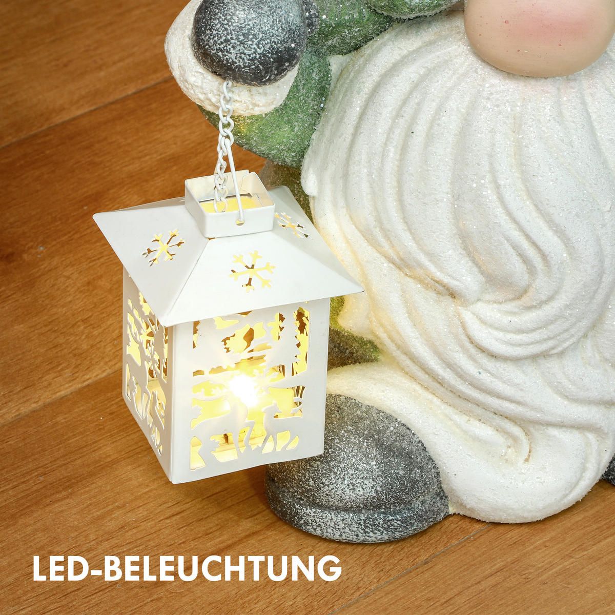 WEIHNACHTSFIGUR - Weiß/Grün, Metall (21/42/28cm) - HOMCOM