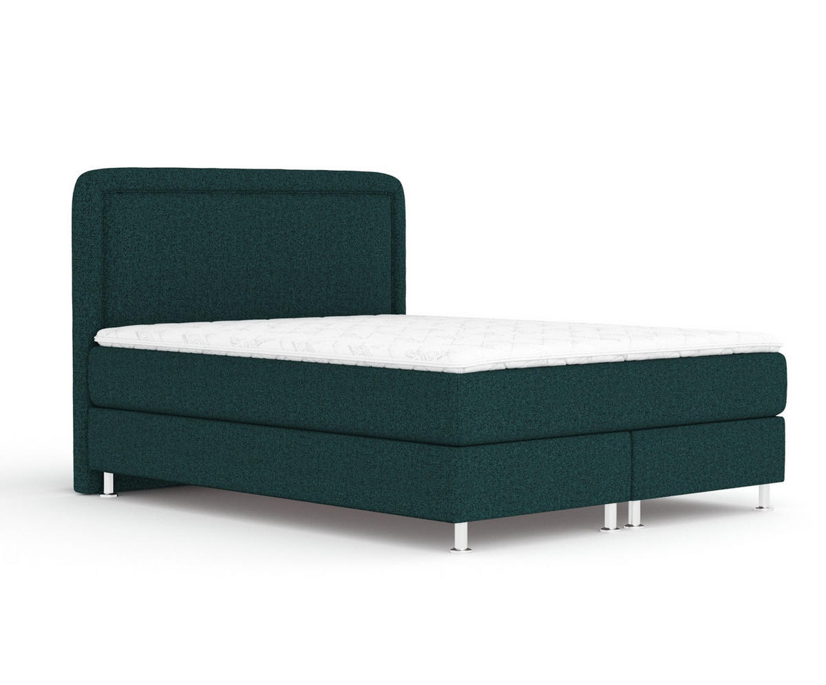 BOXSPRINGBETT Salvi Grün 140/200 cm mit Latex-Topper - Silberfarben/Grün, Holz/Holzwerkstoff (140/200cm) - Maison de Reve