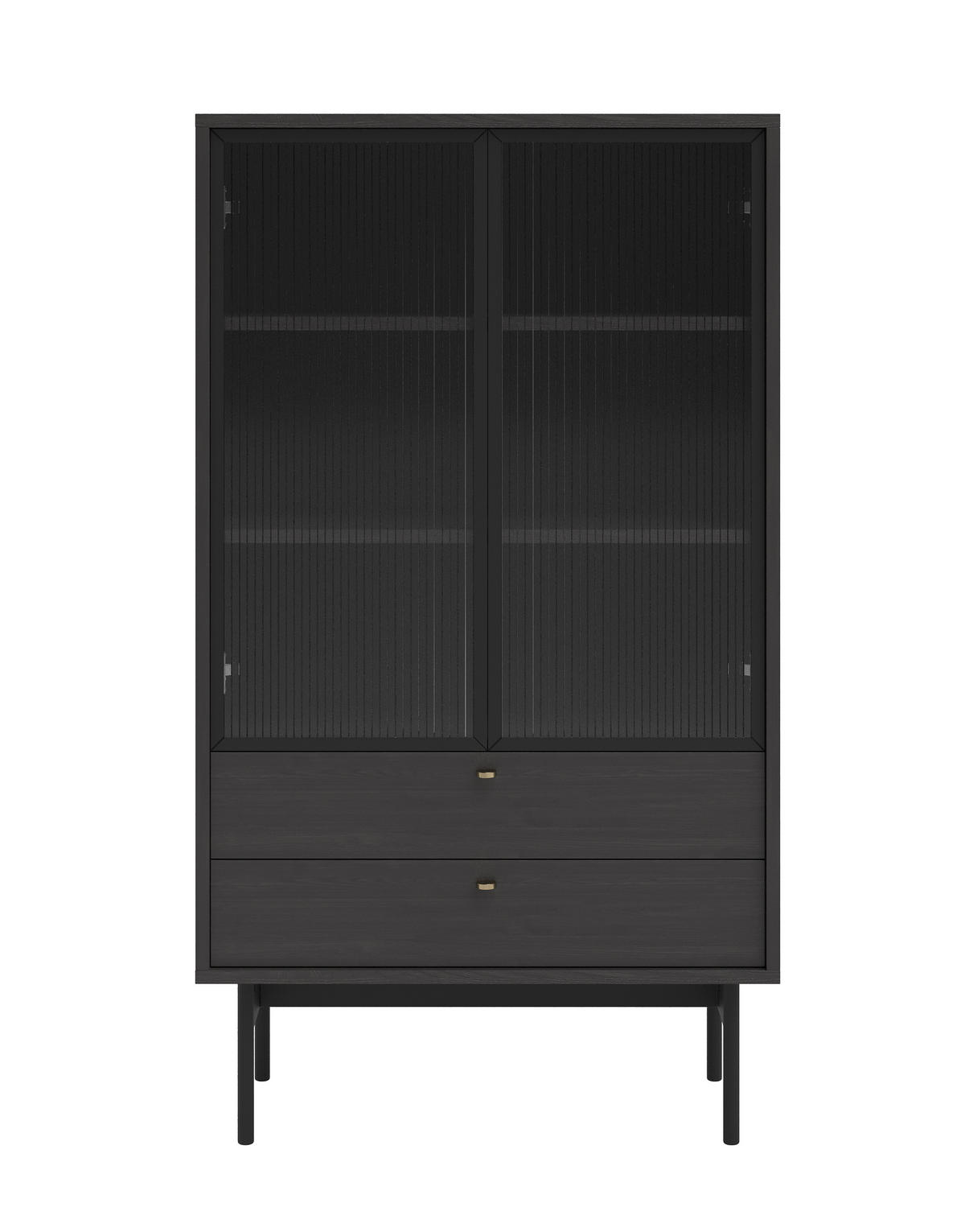 VITRINE Olar Holzoptik Esche Portland Schwarz 85 cm - Goldfarben/Schwarz, Holzwerkstoff/Metall (85/150/41cm) - Selsey