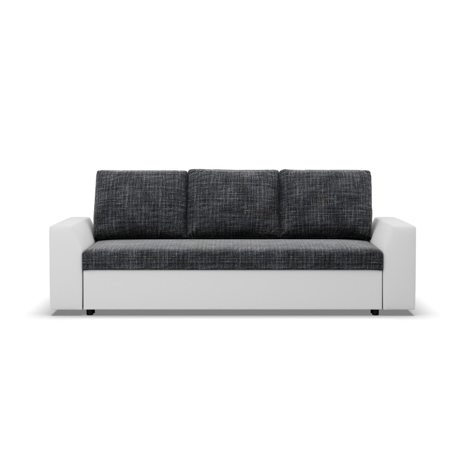 SOFA 3-SITZER MIT SCHLAFFUNKTION LUGO Dunkelgrau/Weiß - Dunkelgrau/Weiß, Textil (92/92/232cm) - Mebligo