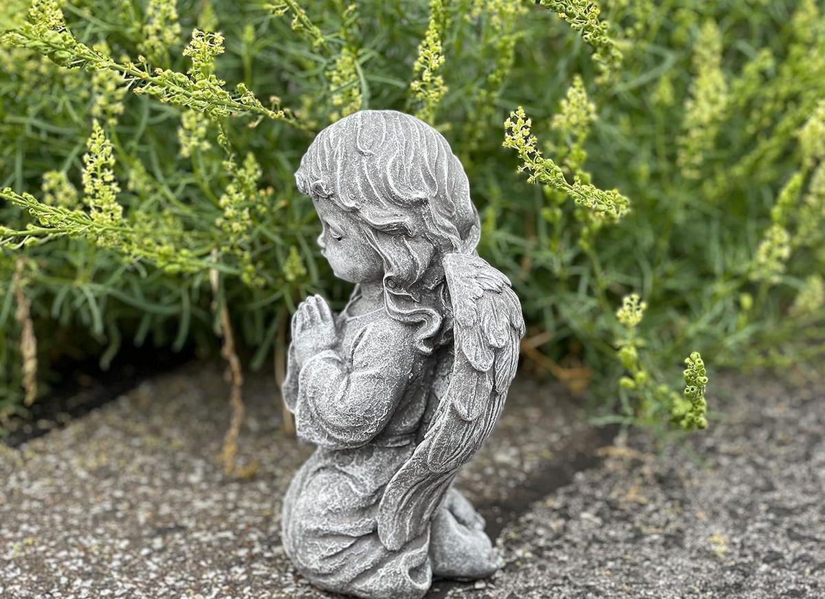 STEINFIGUR betender Engel kniend Steinguss frostfest wetterfest - Grau, Stein (13/23/11cm) - stoneandstyle