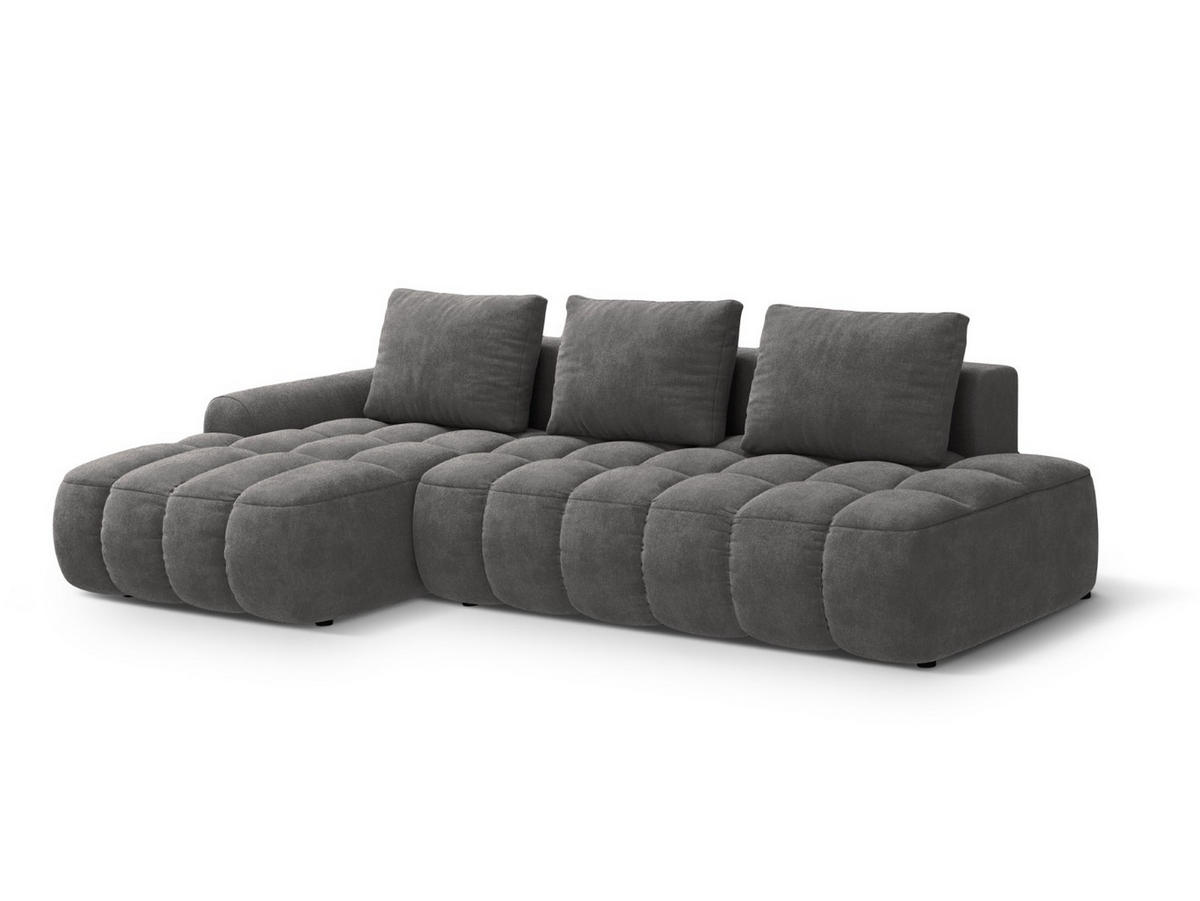 AUSKLAPPBARES-ECKSOFA links mit Container Linz aus Samt grau 3 Sitzplätze - Grau, Textil (142/275cm) - Cosmopolitan Design