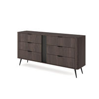 SIDEBOARD Terzo 2D 3S Eiche Dunin mit Rillendekor - Schwarz Metallfüße - Eichefarben/Schwarz, Holz/Holzwerkstoff (163/81/38cm) - Ravio