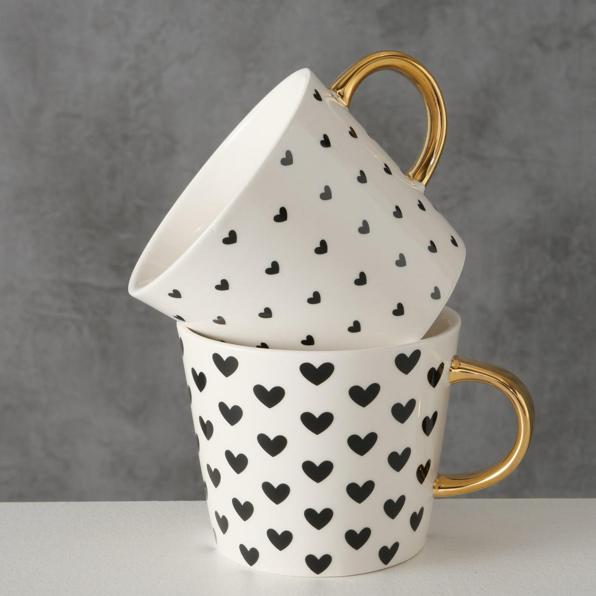 TASSE aus Porzellan mit goldenem Griff Fayette Muster 1 10/13/8 cm - Weiß, Keramik (0.31L) - Boltze Home