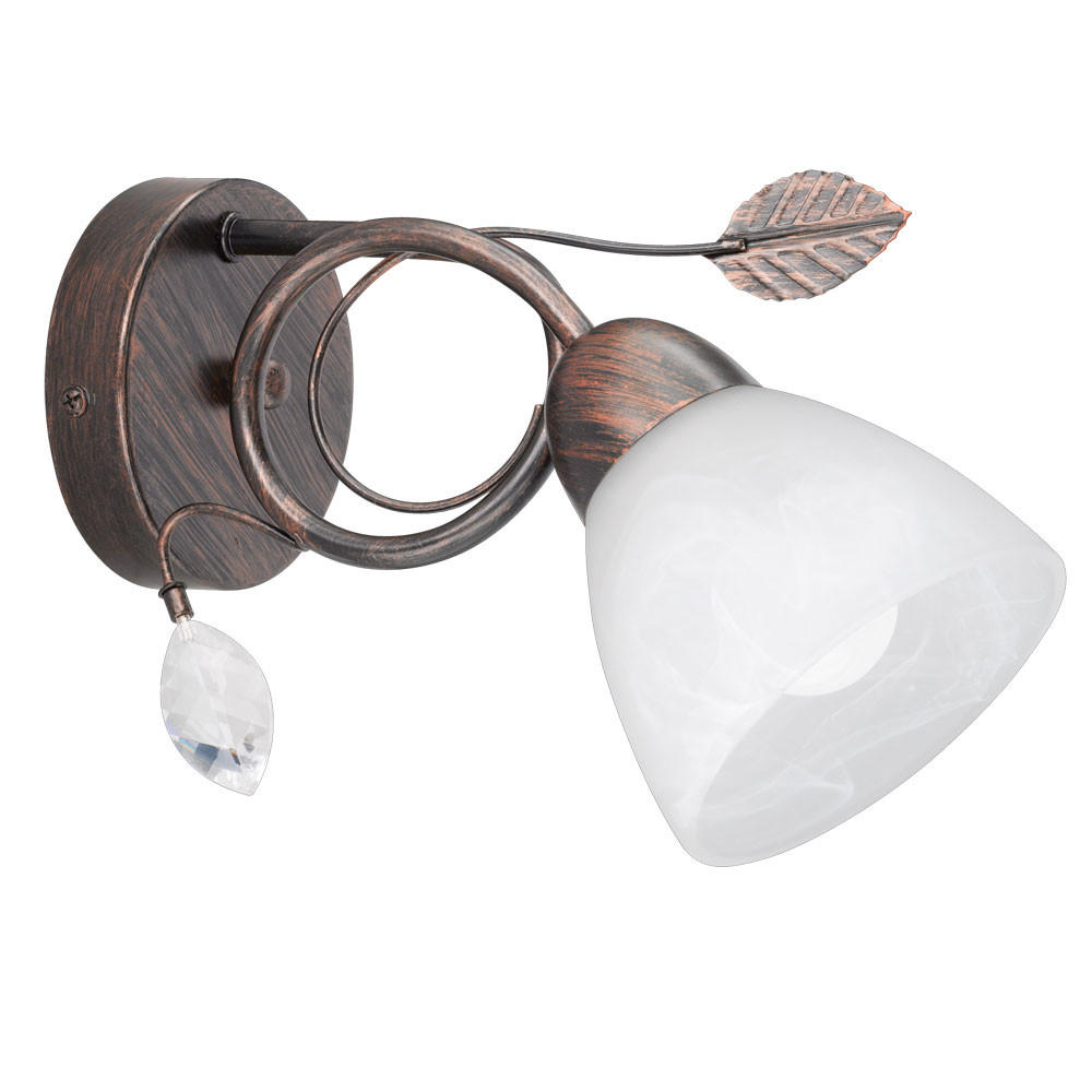 WANDLEUCHTE Traditio Rostfarben Braun - Braun, Glas (13/21.5/29cm)