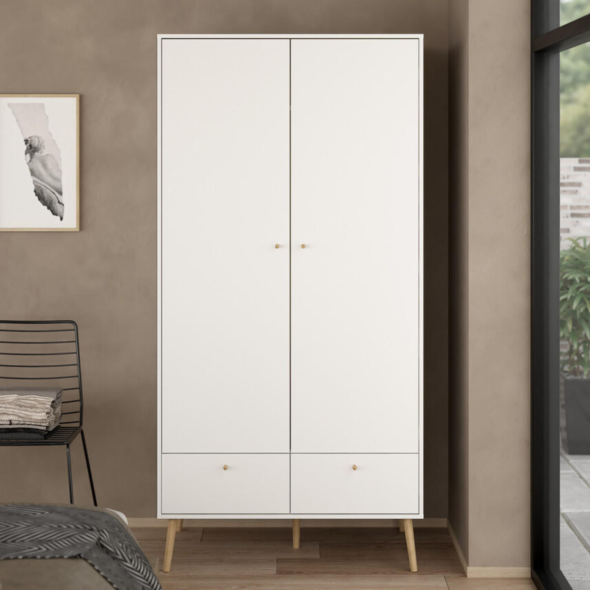 KLEIDERSCHRANK, Bodo, Weiß, Holzwerkstoff, 99 x 59 x 201 cm - Weiß, Holzwerkstoff (58.1/200.1/98.7cm) - Calicosy