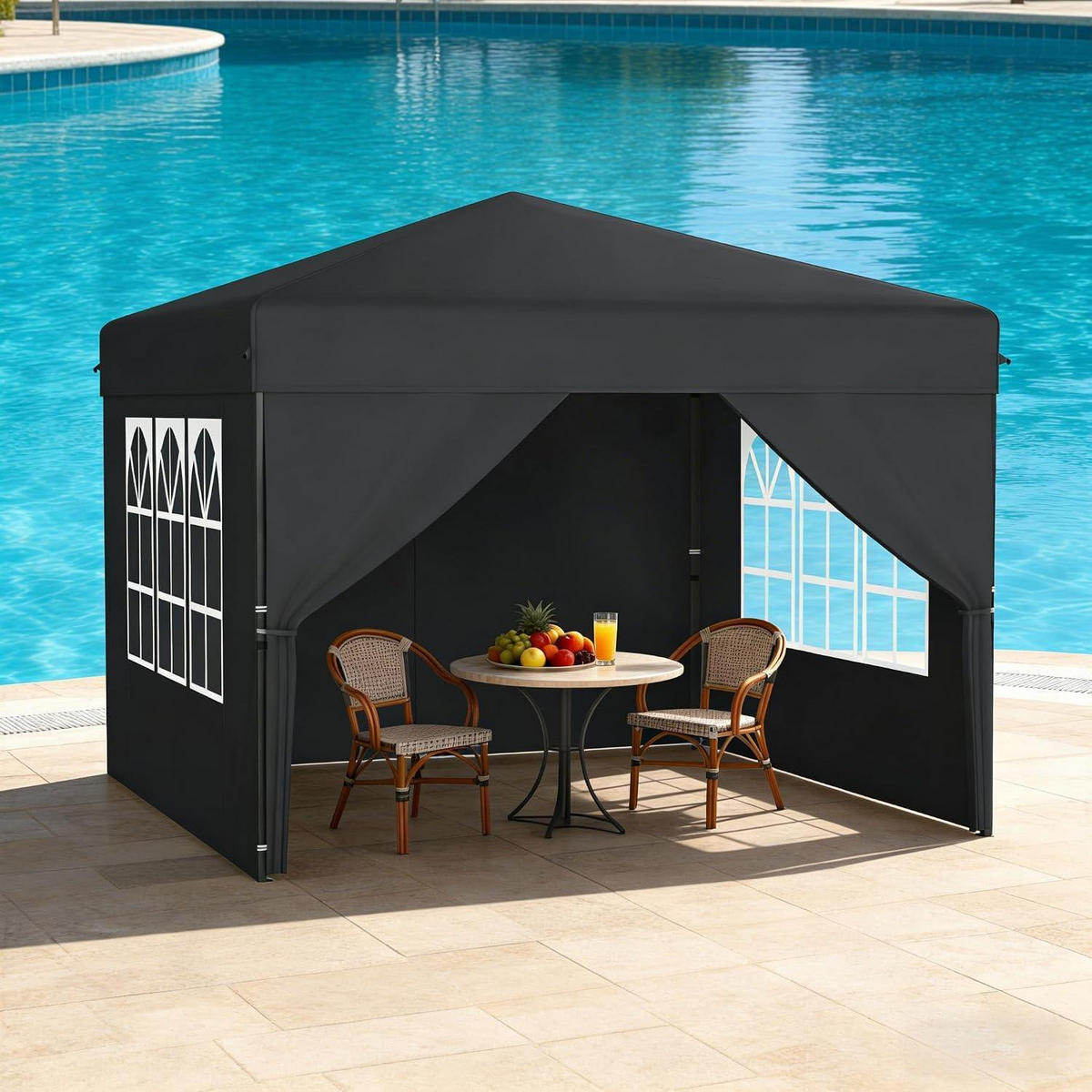 FALTPAVILLON 3x3 m Anthrazit mit Seitenwänden - Anthrazit, Textil (300/260/300cm)