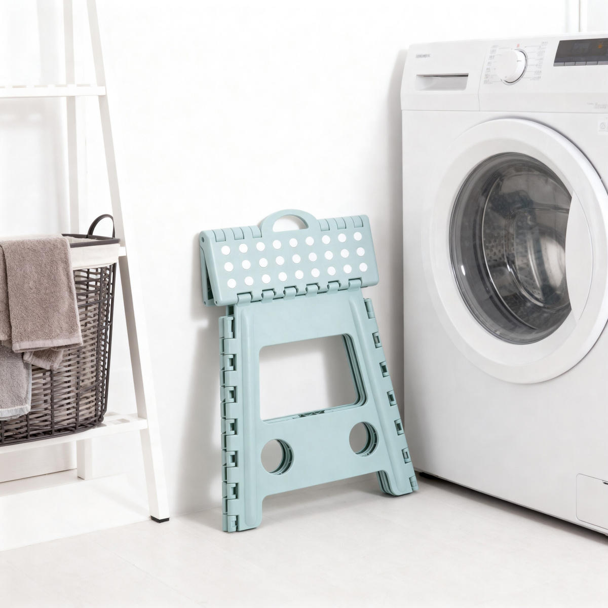 KLAPPHOCKER - Hellblau, Kunststoff/Textil (39/39/32cm) - Relaxdays