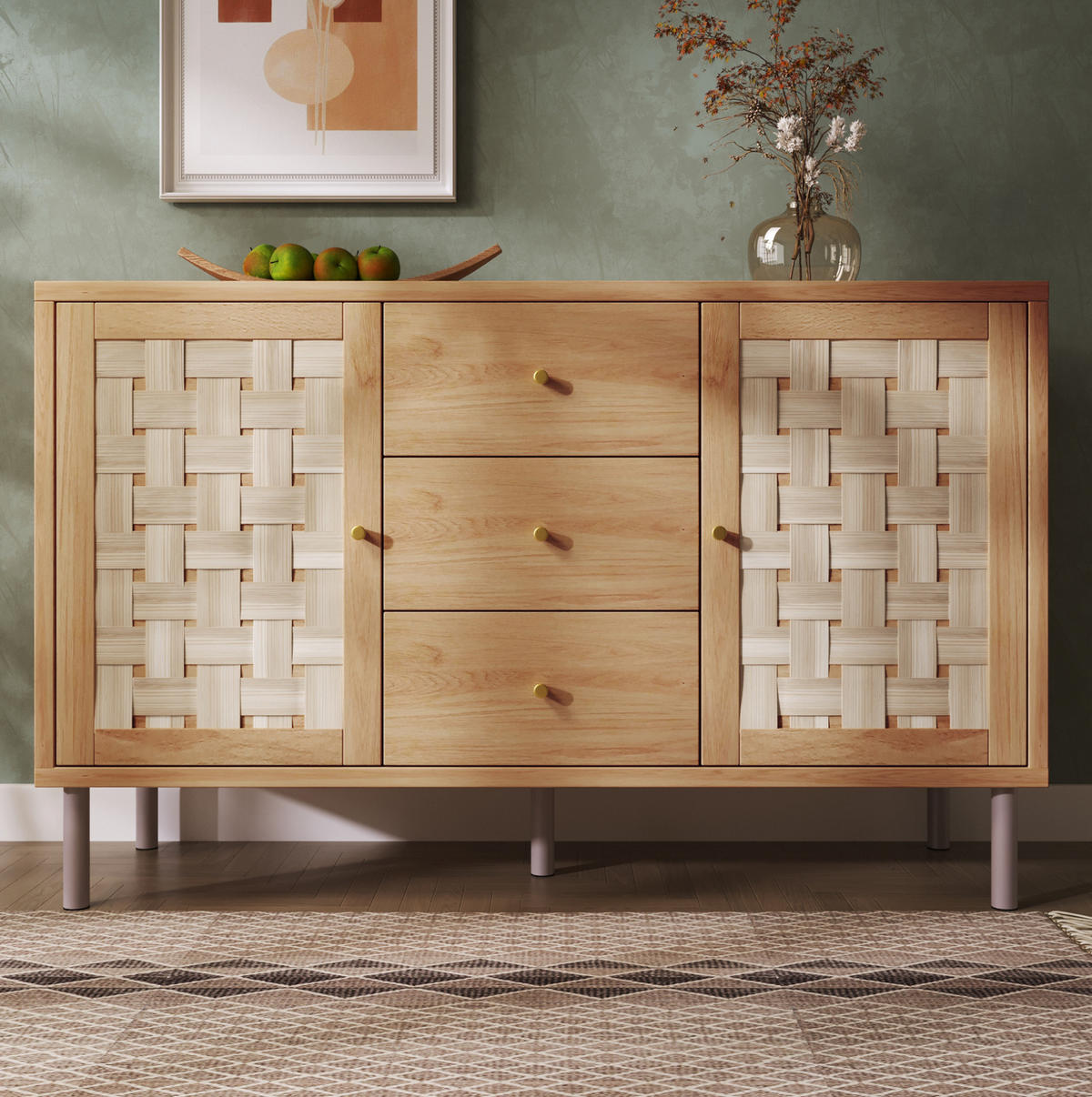 KOMMODE 120/75/40 cm Eichefarben aus Holz mit höhenverstellbaren Einlegeböden - Nussbaumfarben, Holzwerkstoff (40/70/120cm) - OKMYHOME