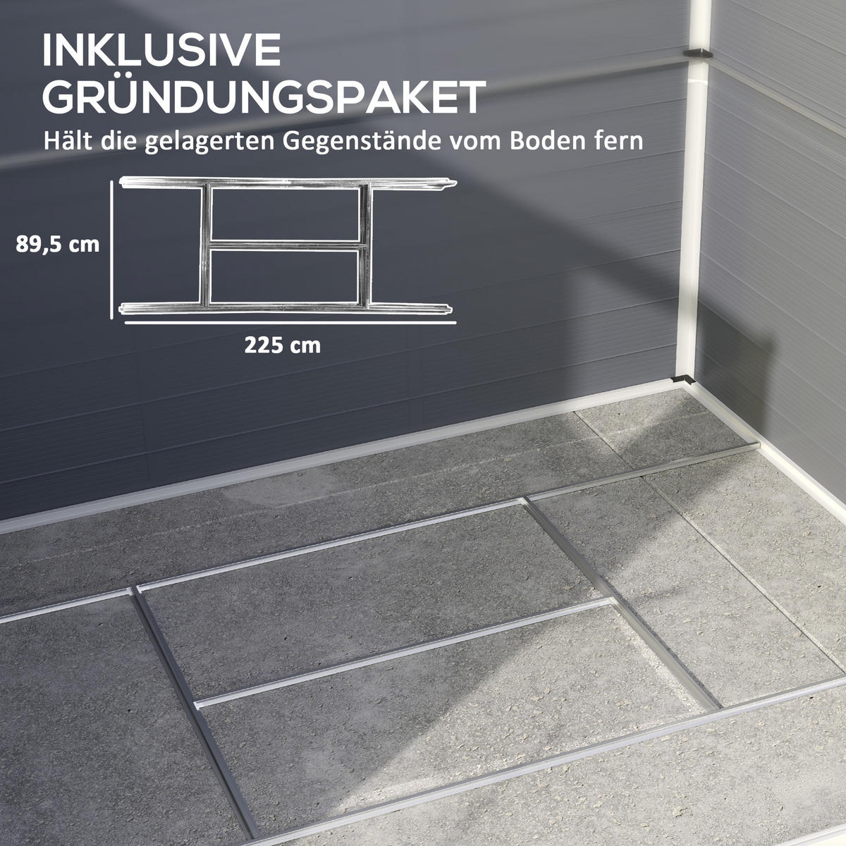GERÄTEHAUS 240 x 190 x 180/228 cm - Grau, Kunststoff (190/228/240cm) - Outsunny