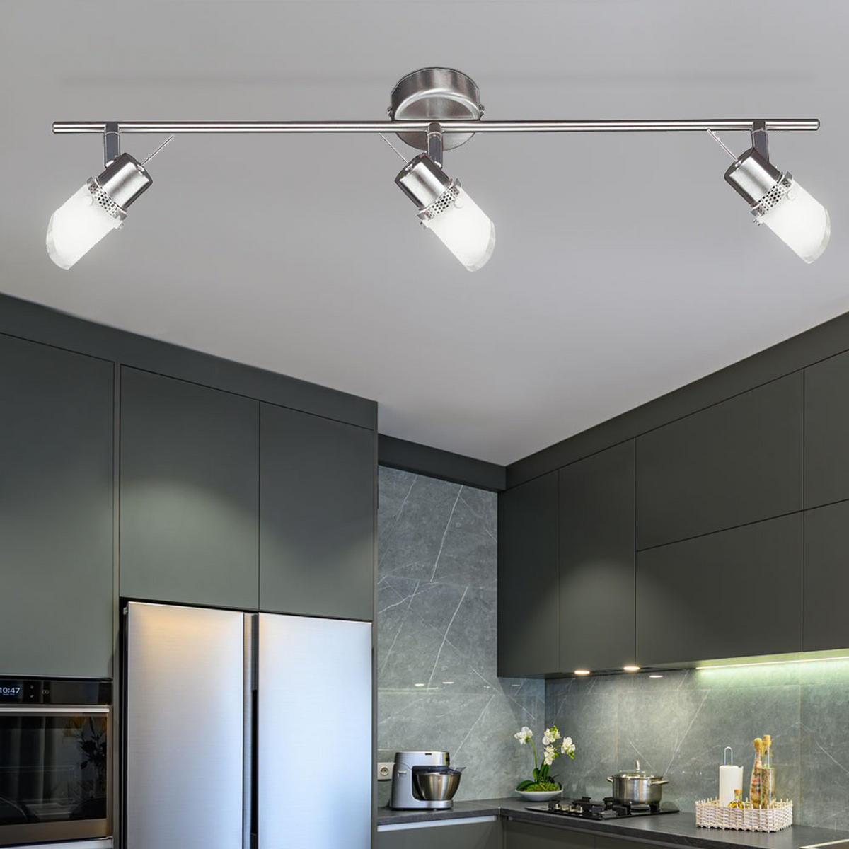 LED DECKENLEUCHTE Metall Silber MICKY - Silberfarben, Glas (60/7/14cm) - Wofi