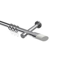 GARDINENSTANGEN-SET Prestige Verano 260 cm (geteilt in 2 x 130 cm), 1-läufig, 20 mm Ø Chrom - Chromfarben/Weiß, Metall (260cm) - INTERDECO