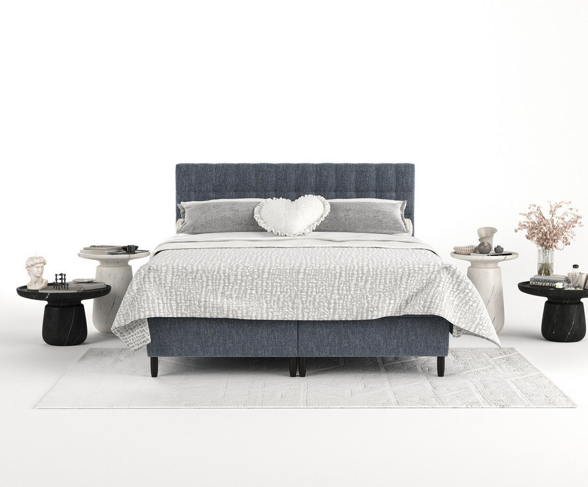 BOXBETT Divine Blau 160/200 cm - Blau/Schwarz, Holz/Holzwerkstoff (160/200cm) - Maison de Reve