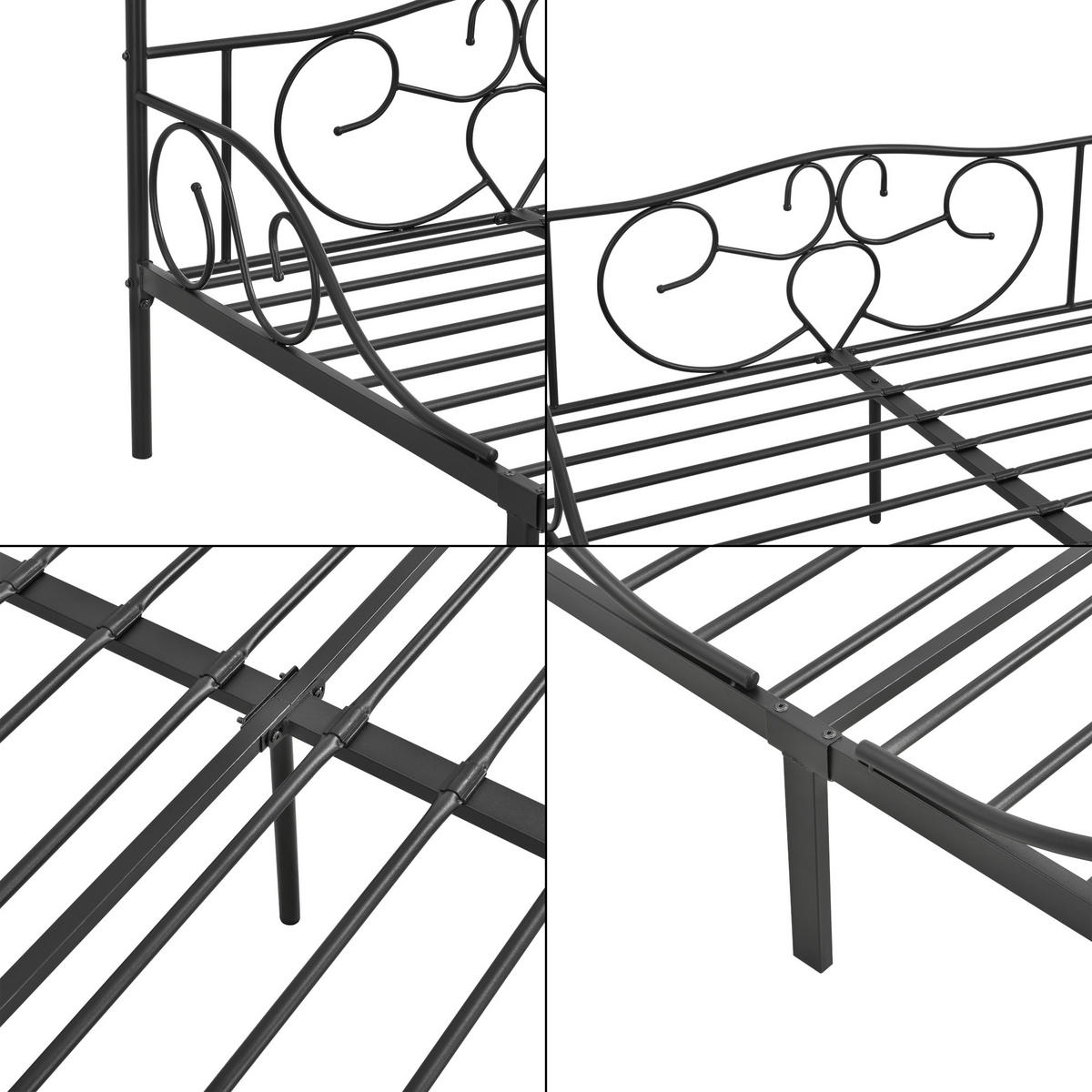 HIMMELBETT Finström - Schwarz, Metall (140/200cm) - [en.casa]