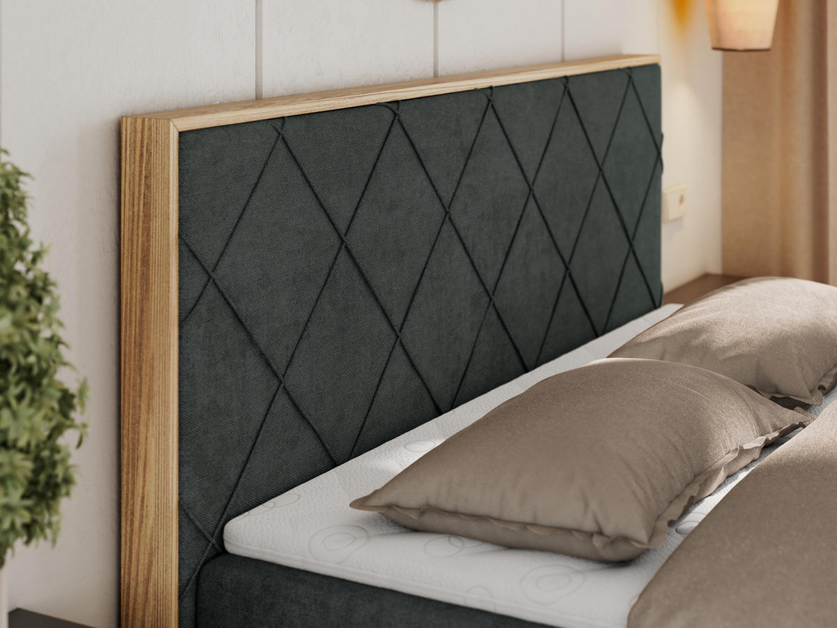 BOXBETT CAICOS 140/200 - Dunkelgrau Struktur - H4 - Dunkelgrau, Holz/Textil (140/200cm) - MKS