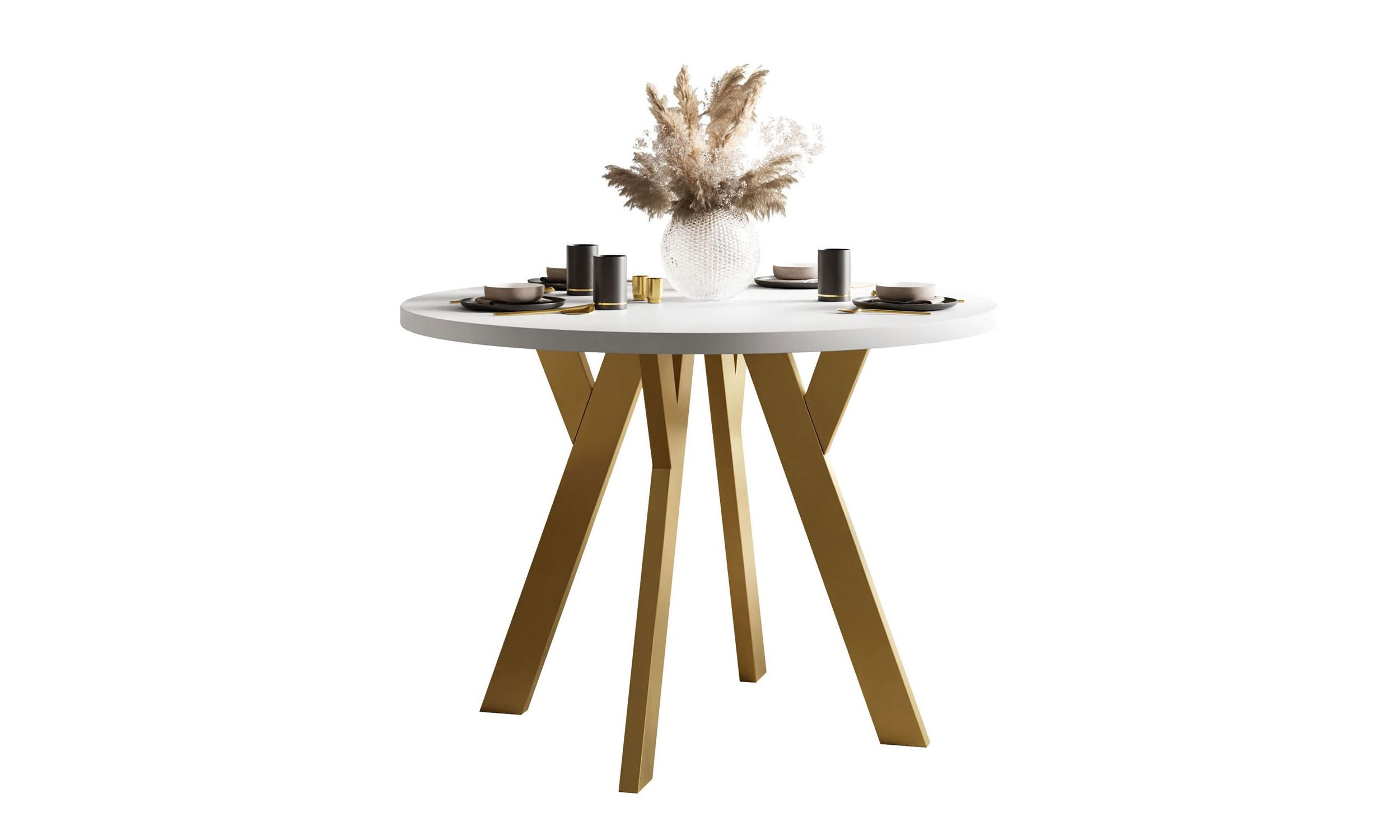 ESSTISCH VOLTA MATT 100/100/72,5 cm Tischplatte: Weiß matt; Gestell: Golden - Goldfarben/Weiß, Holzwerkstoff/Metall (100/100/72.5cm) - Lookway