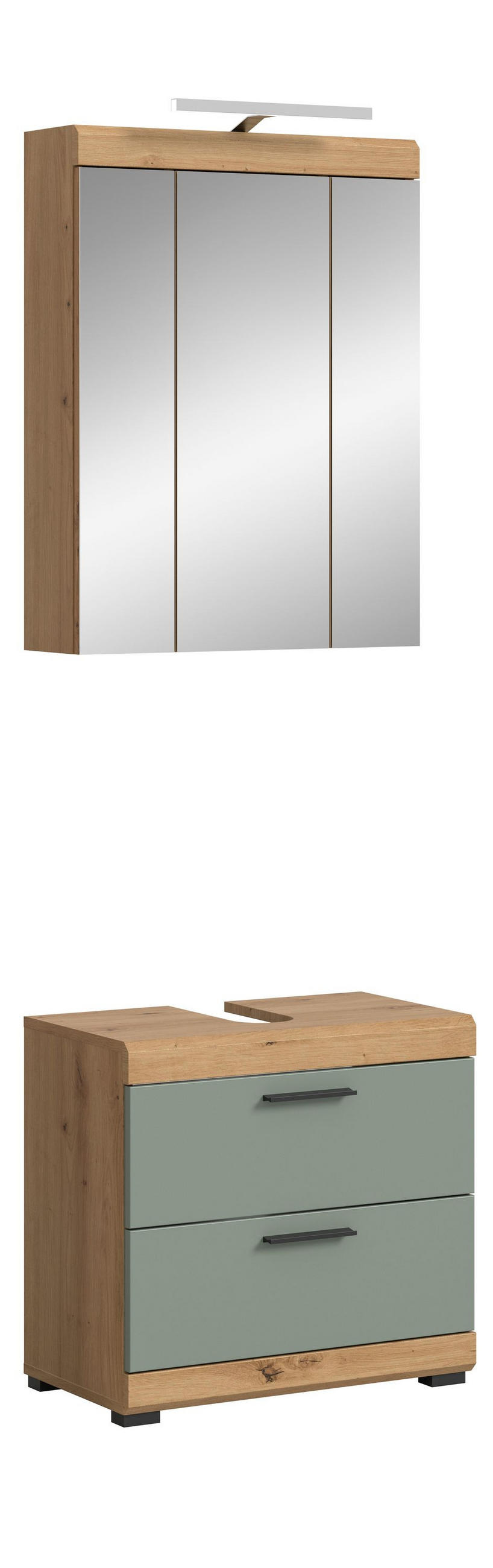 BADKOMBINATION 2tlg. Scout Bad in Artisan Eiche Nachbildung und Salbei Nachbildung B/H/T: 60x191x34 cm - Eiche Artisan, Holz (60/191/37cm)