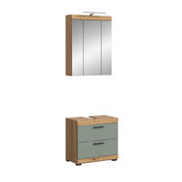BADKOMBINATION 2tlg. Scout Bad in Artisan Eiche Nachbildung und Salbei Nachbildung B/H/T: 60x191x34 cm - Eiche Artisan, Holz (60/191/37cm)