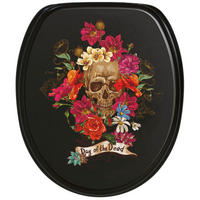 WC-SITZ Absenkautomatik Day of the Dead - Schwarz, Holzwerkstoff (38/6/47cm) - Sanilo