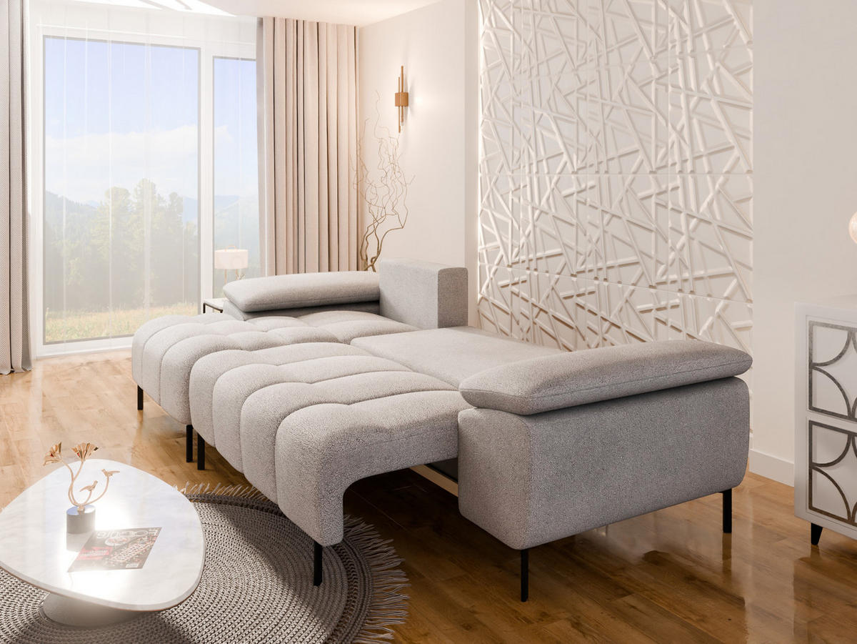 ECKSCHLAFSOFA 4-Sitzer DOLUS – Modernes Ecksofa mit Schlaffunktion Links montierbar Beige - Beige, Holz (141/277cm) - Panda Möbel