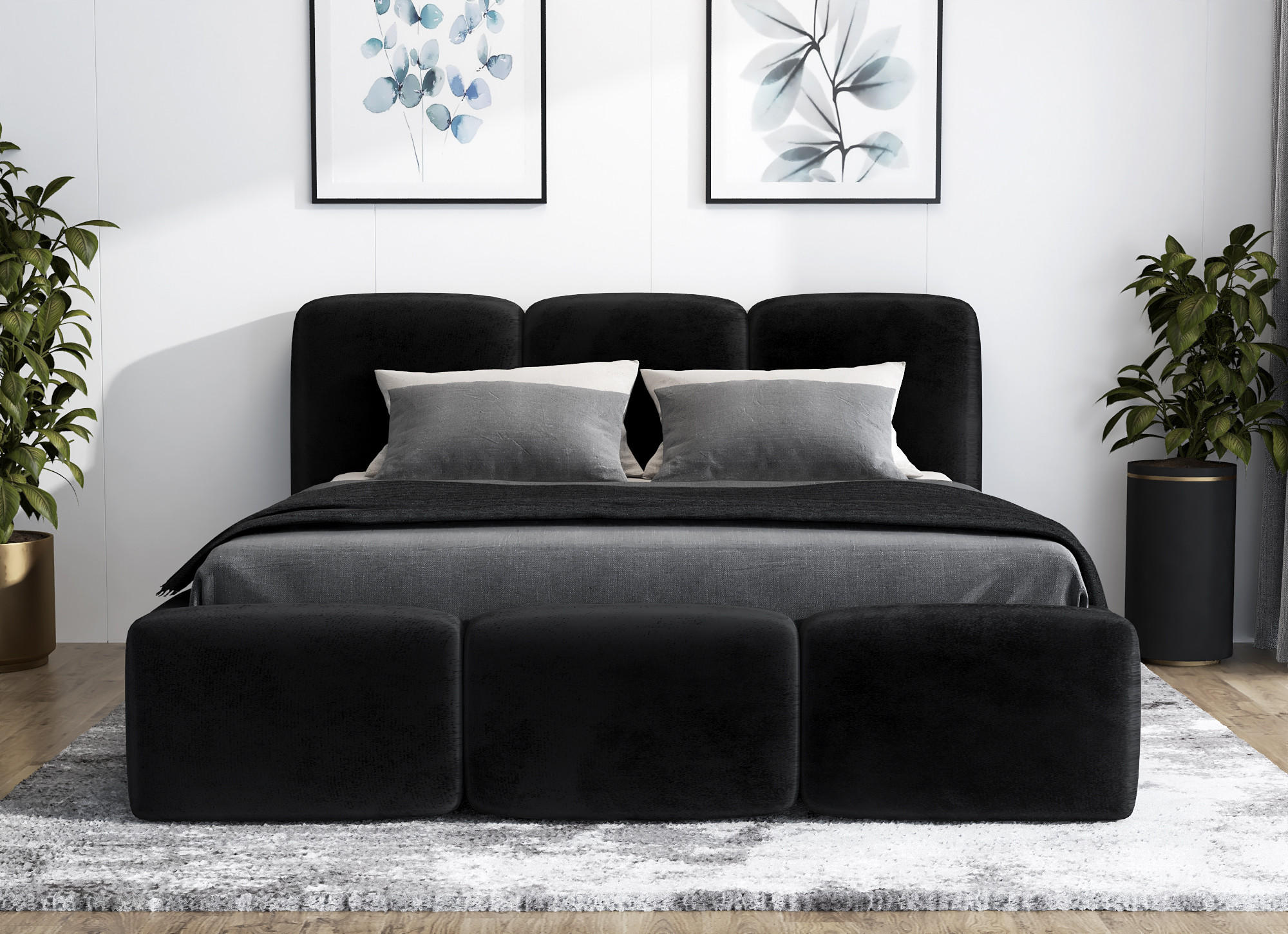 POLSTERBETT STAR 180x200 Schwarz - Schwarz, Textil (180/200cm) - A&J MöbelLand