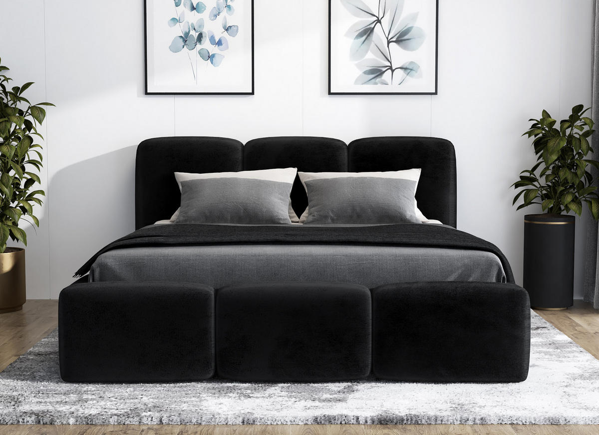 POLSTERBETT STAR 180x200 Schwarz - Schwarz, Textil (180/200cm) - A&J MöbelLand