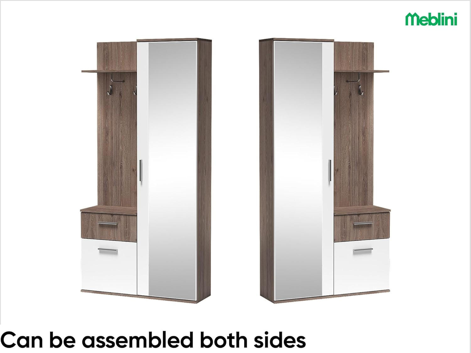 GARDEROBE LUXOR - Trüffeleichefarben/Weiß, Holzwerkstoff (97/195/30cm) - Meblini