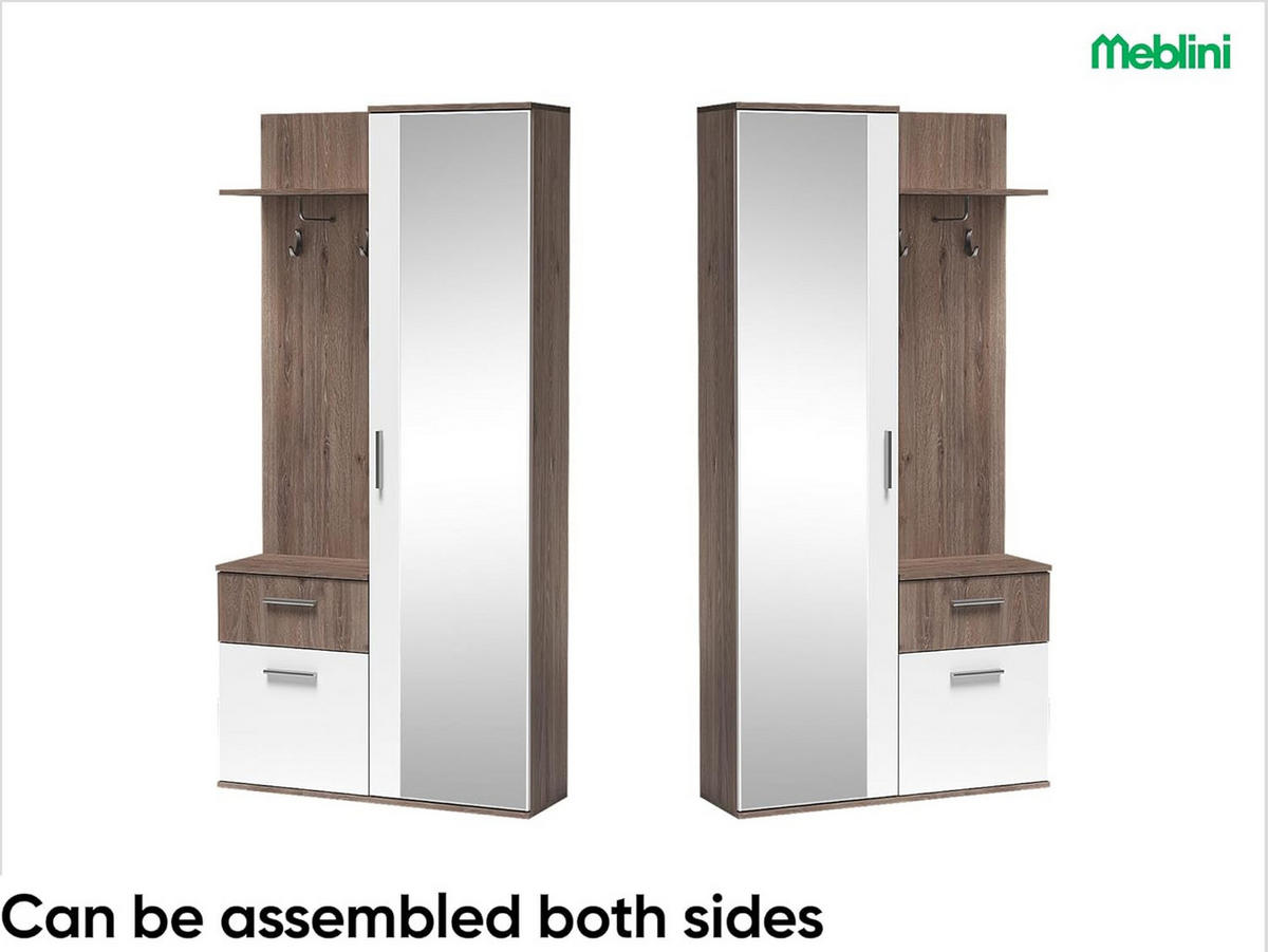 GARDEROBE LUXOR - Trüffeleichefarben/Weiß, Holzwerkstoff (97/195/30cm) - Meblini