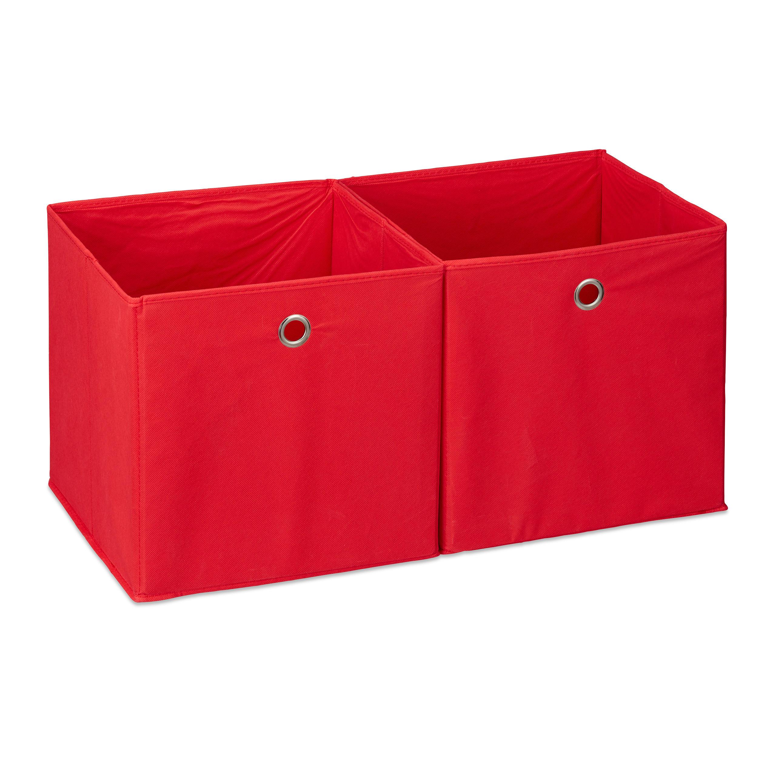 2XAUFBEWAHRUNGSBOX - Rot, Wellpappe/Textil (30/30/30cm) - Relaxdays