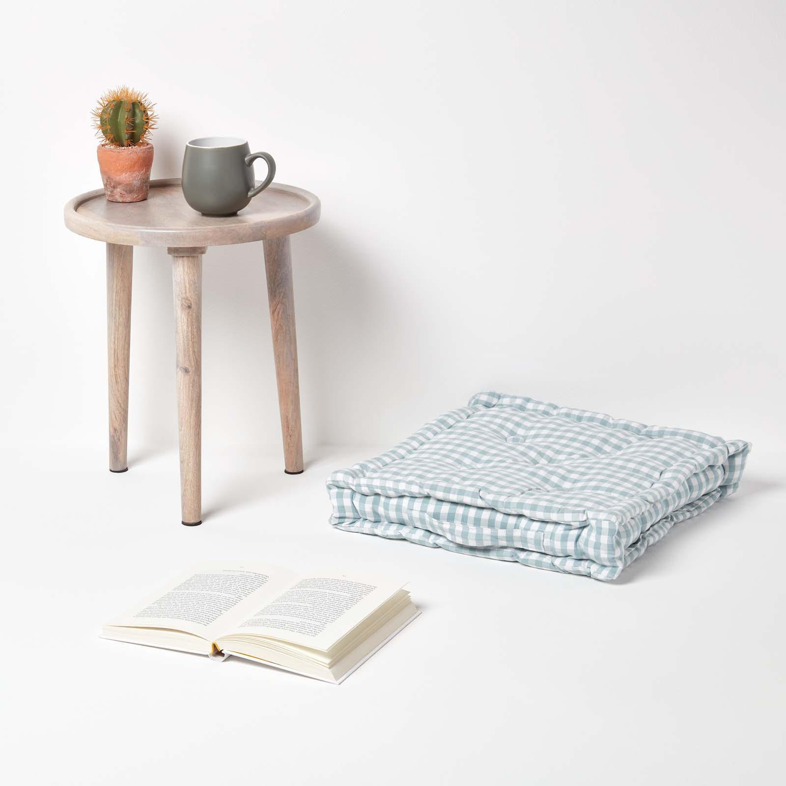 SITZKISSEN blau kariert 40/40/8 cm – Bodenkissen Vichy-Karo - Blau, Textil (40/40/8cm) - Homescapes