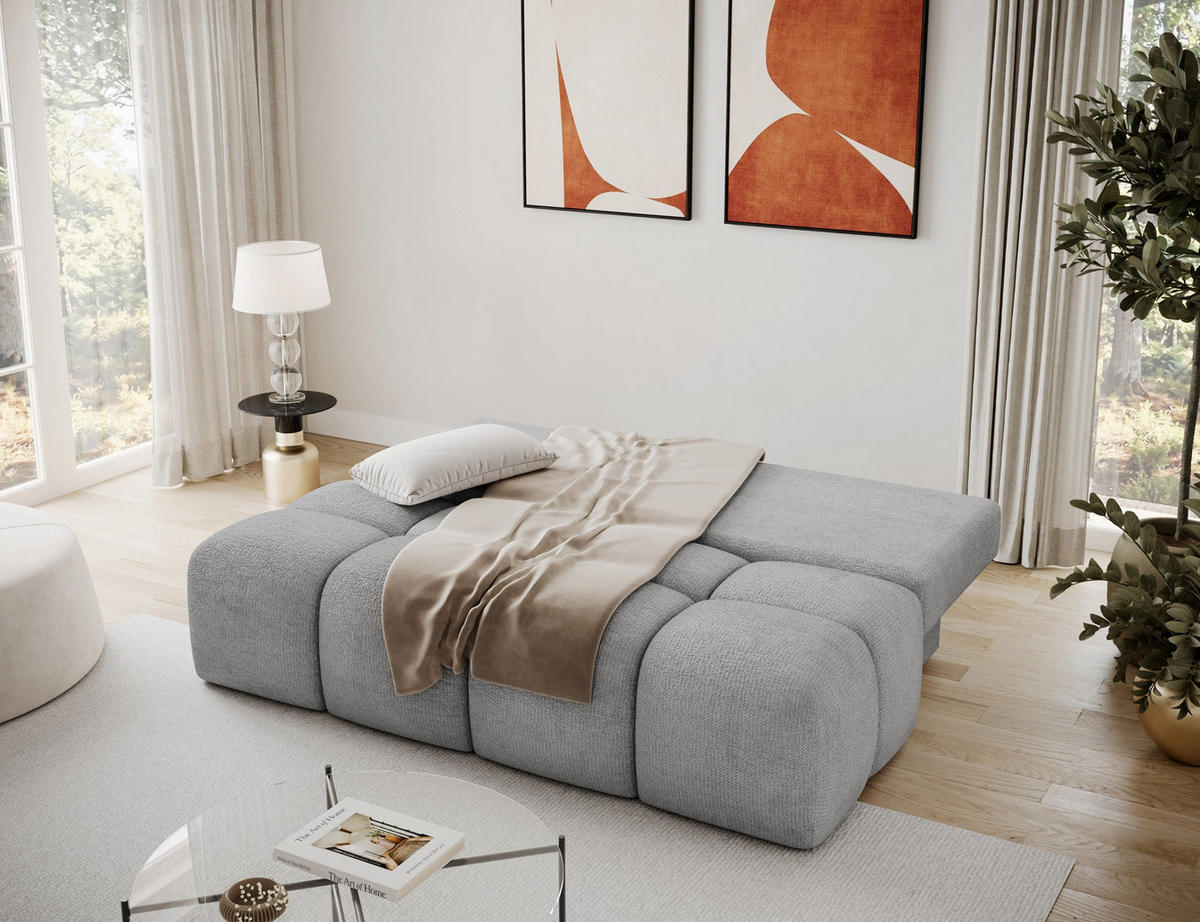 SCHLAFSOFA Nuwia mit Schlaffunktion und Bettkasten – Modernes Designsofa mit Schlafauszug und dekorativer Steppung - Grau, Kunststoff (200/102/100cm) - Wohnideebilder
