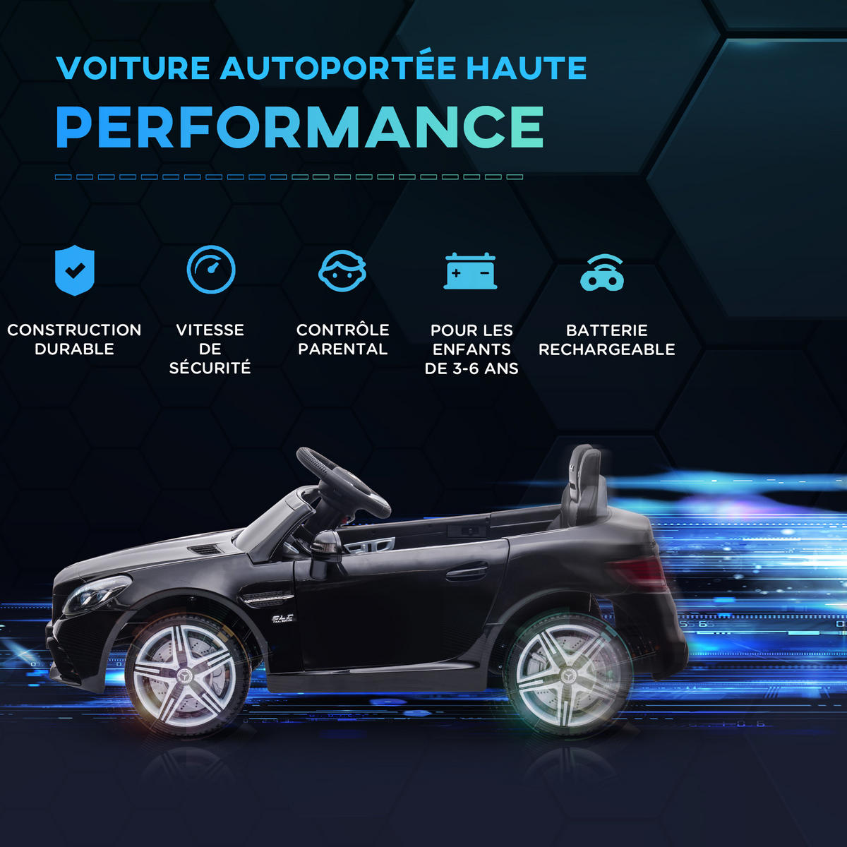 ELEKTRO-KINDERAUTO DE-13027 2,4G Fernbedienung Schwarz - Schwarz, Kunststoff (107/62.5/44cm) - ComfortXL