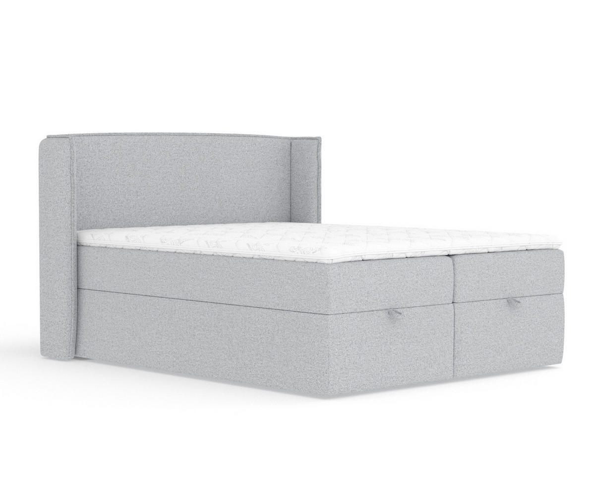 BOXBETT Passion Hellgrau 200/200 cm - Hellgrau/Schwarz, Kunststoff/Textil (200/200cm) - Maison de Reve