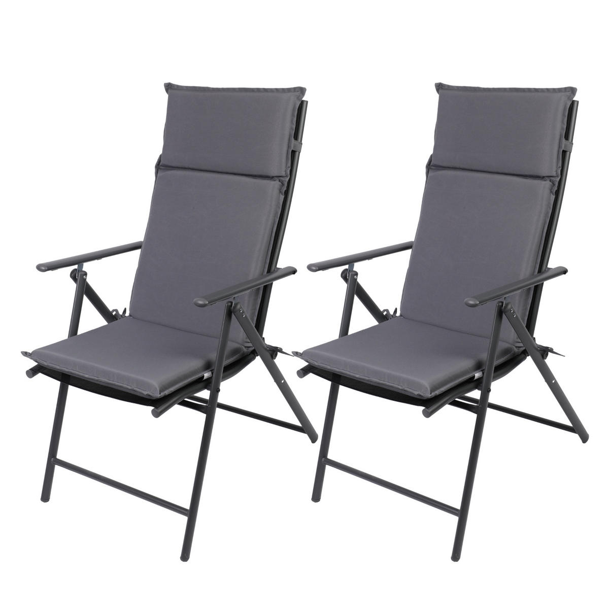 GARTENSTUHL ARUBA mit Sitzauflagen, 2er Set - Anthrazit, Metall (57/106/68cm) - Albatros
