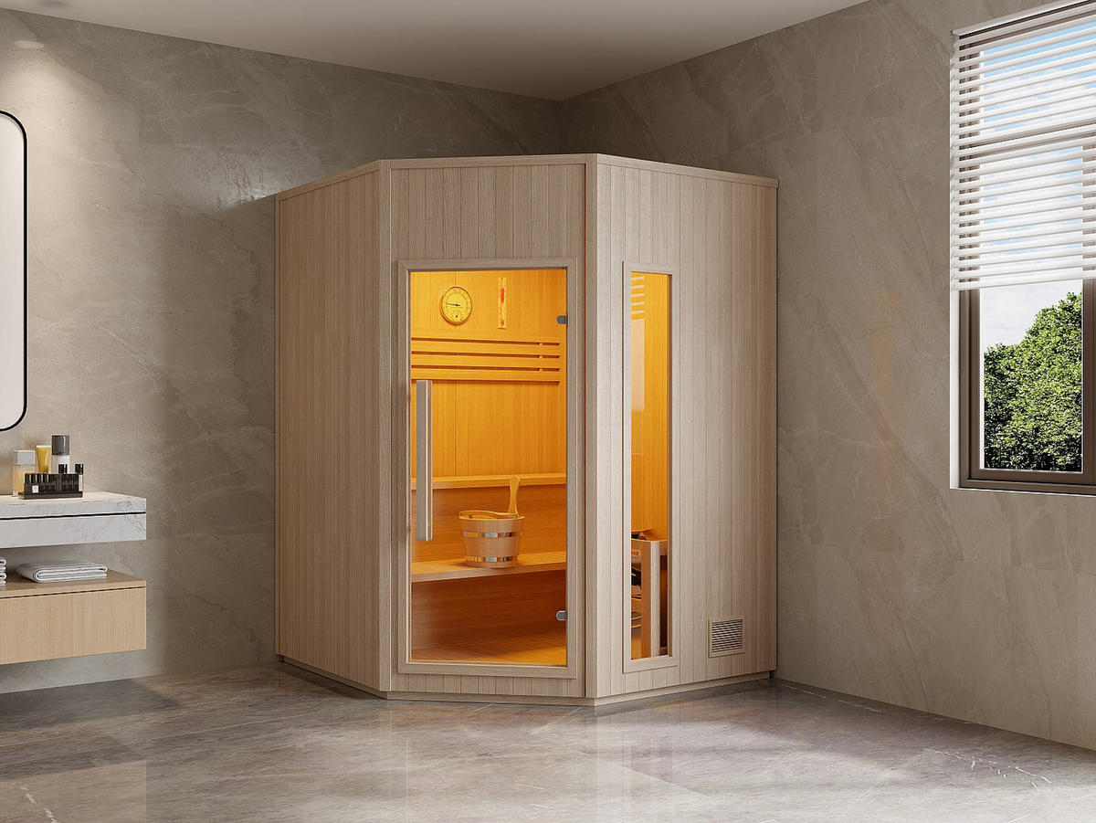 FINNISCHE Sauna - 4 Personen - Holz, Platte - Naturfarben Hell - - Naturfarben, Holz (150/200/150cm) - Vente-Unique