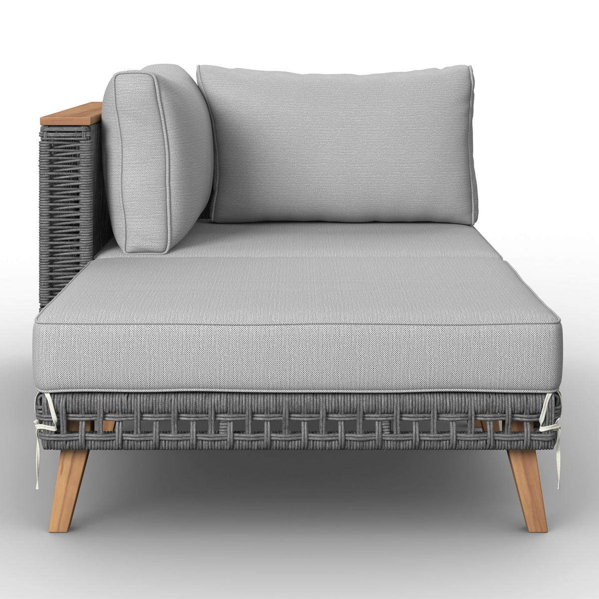 LOUNGEGARNITUR Marilou Grau Outdoorgewebe/Kunststoff/Holz - Grau, Holz