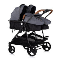 GESCHWISTERKINDERWAGEN Duo Smart grau dunkelgrau klappbar, umbaubar, verstellbar, Fußsack - Dunkelgrau, Metall (80/75/104cm) - Chipolino