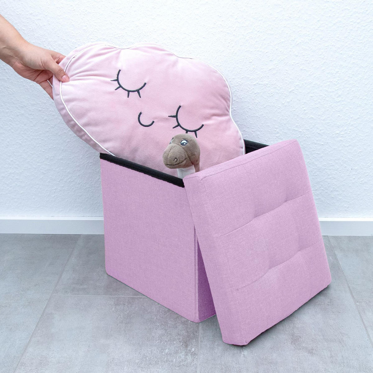 SITZWÜRFEL Faltbar 30/30/30 cm (Rosa) - Rosa, Textil (30/30/30cm) - Intirilife