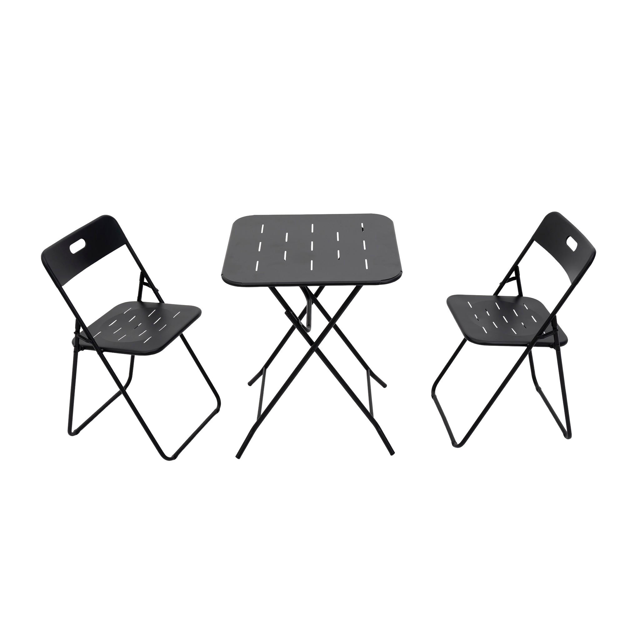 BALKONSET BISTRO SET,klappbar,Metall,für 2 Personen,Schwarz - Schwarz, Metall - LVHOM