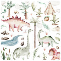 WANDSTICKER SET Dinosaurier und Pflanzen 120x60 - Beige/Braun, Papier (120/60/60cm) - Muralo