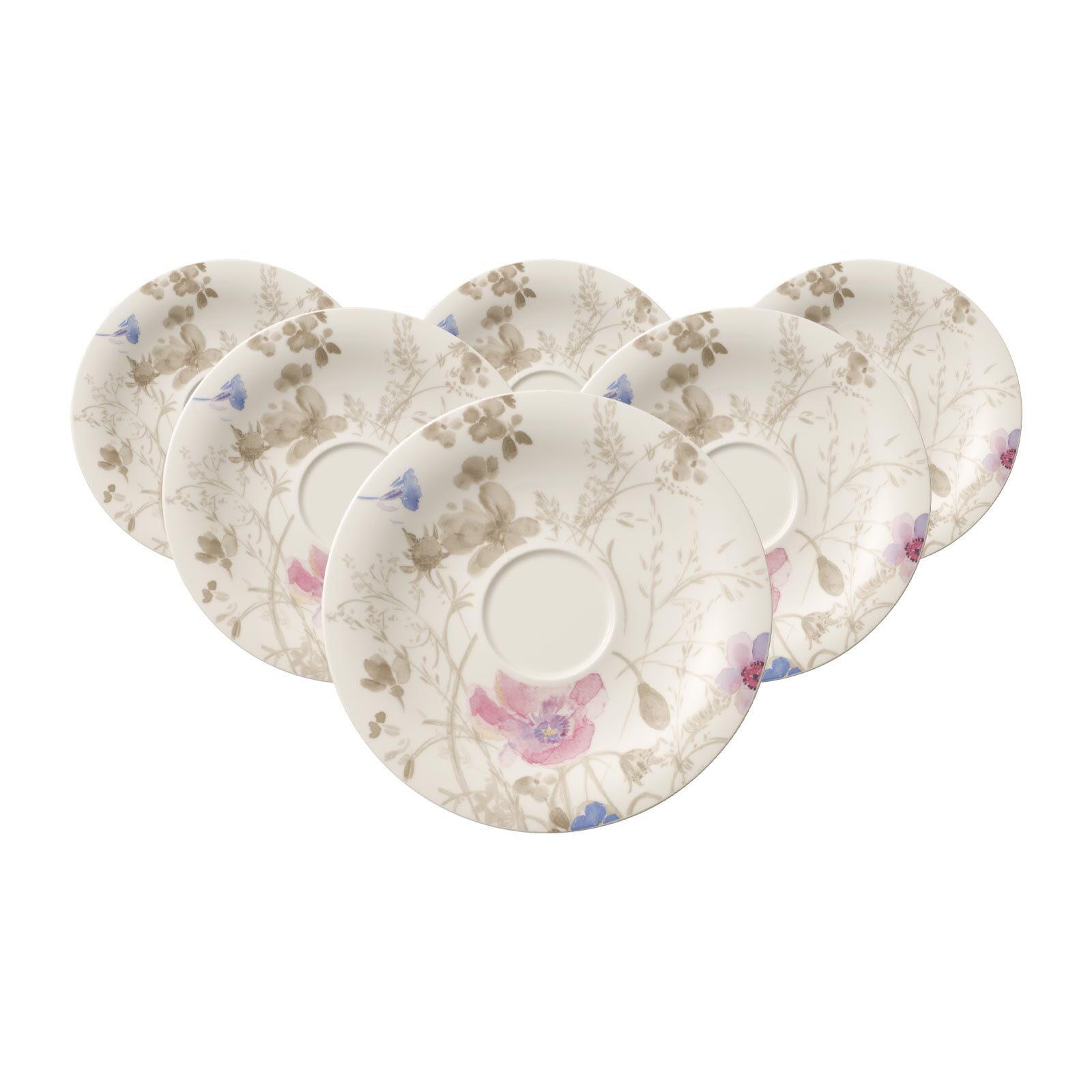 FRÜHSTÜCKSUNTERTASSEN Mariefleur Gris Basic bunt ø 19 cm 6er Set - Multicolor, Keramik (19cm) - Villeroy & Boch