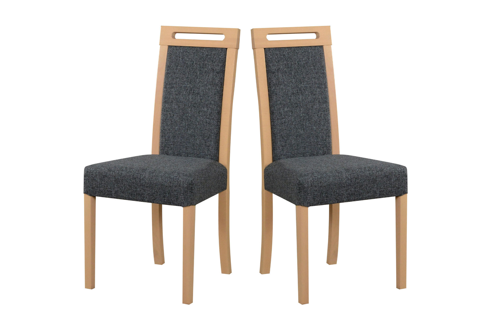 STUHL 2er Set Roma 5, sonoma - Dunkelgrau/Sonoma Eiche, Holz (45/96/41cm) - Leaf Design