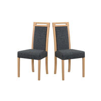 STUHL 2er Set Roma 5, sonoma - Dunkelgrau/Sonoma Eiche, Holz (45/96/41cm) - Leaf Design