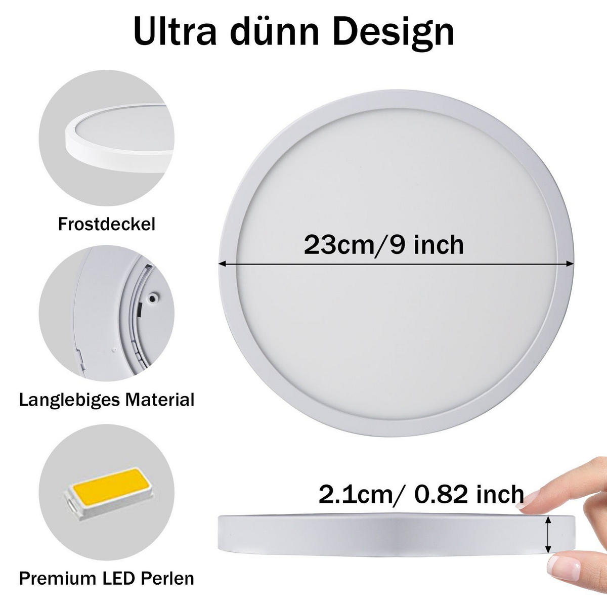 LED-DECKENLEUCHTE Pan 23/23/2.1cm - Weiß, Kunststoff (23/23/2.1cm) - ZMH