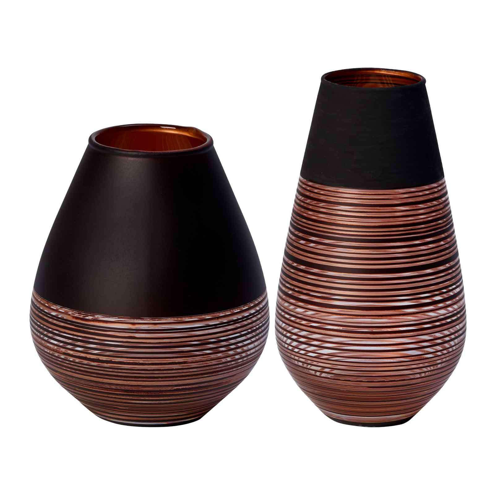 VASEN-SET SOLIFLOR Manufacture Swirl schwarz-kupfer 2er Set - Schwarz/Kupferfarben, Keramik (1cm) - Villeroy & Boch