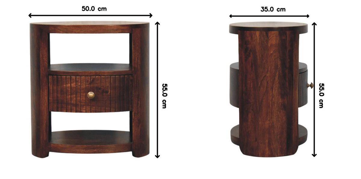 NACHTTISCH mit Wine-Wood-Oak-Finish, 1 Schublade, 2 offene Ablagen, rustikales Braun - Braun, Holz (50/55/35cm) - Artisan Furniture