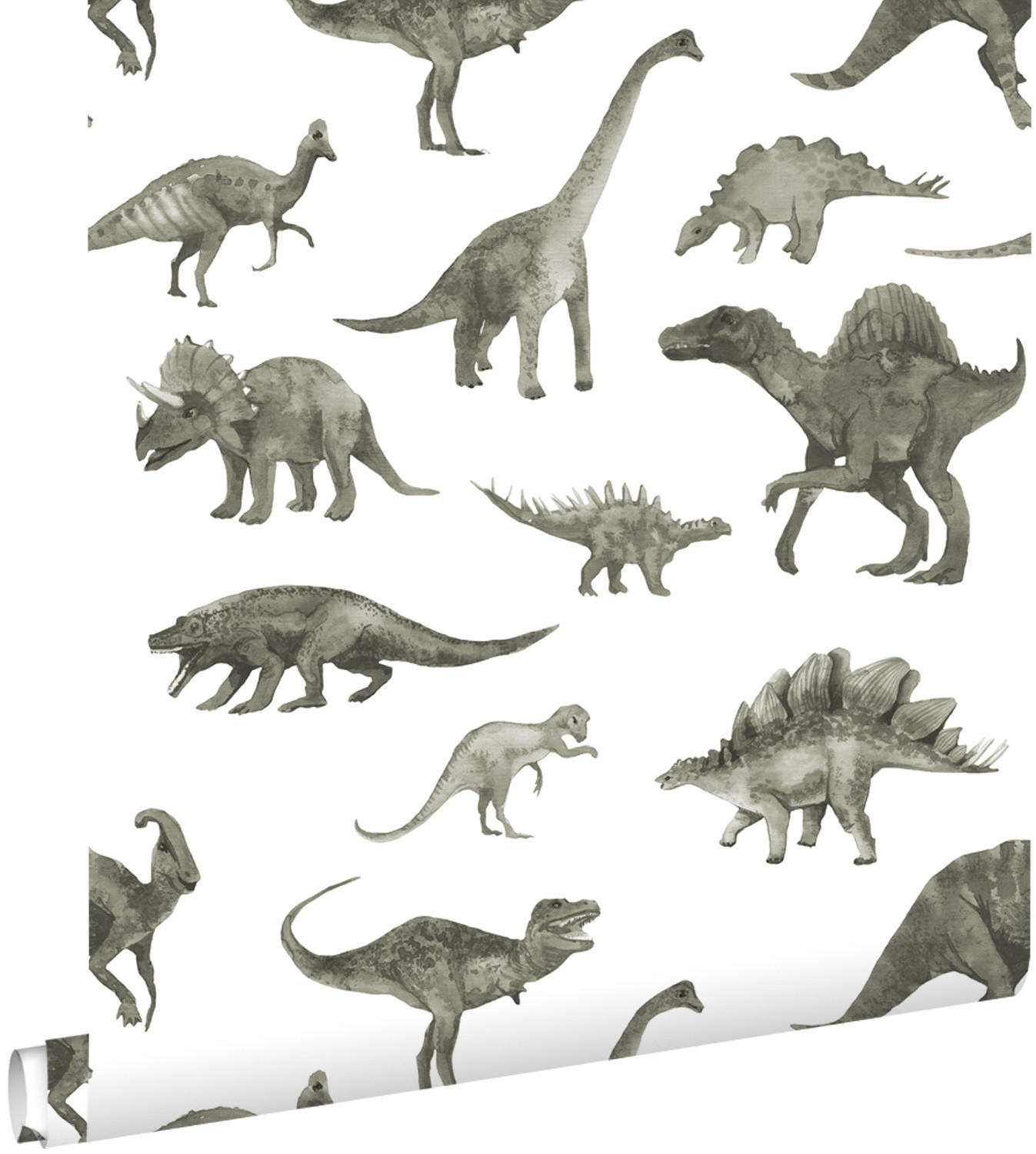 TAPETE Dinosaurier 50 x 900 cm - Grün, Papier (50/0.1cm) - ESTAhome