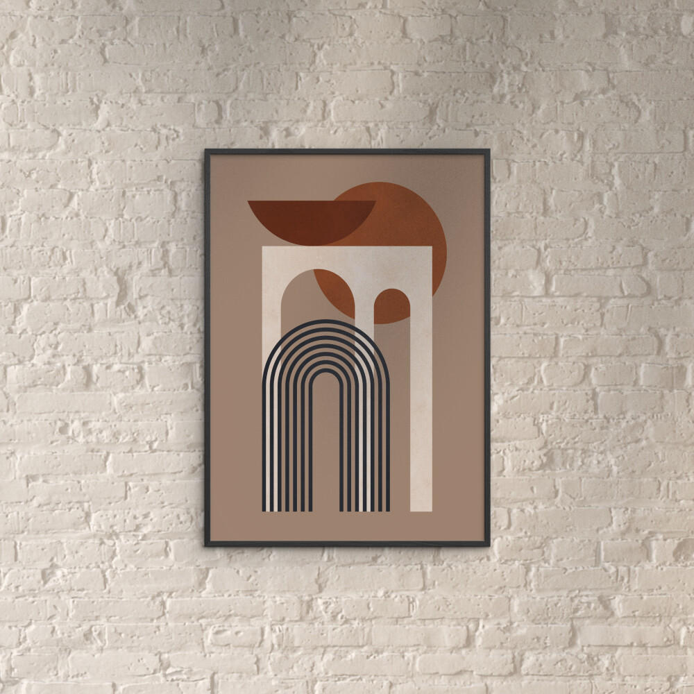 POSTER mit Rahmen Victor Costa - Geometric Composition No.3 - Schwarz/Braun, Holz/Papier (30/40cm) - Poster&Frame