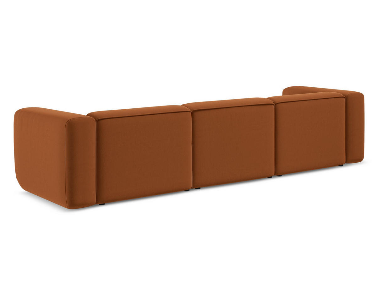 4-SITZER-SOFA Samt Stoff Orange - Terra cotta/Schwarz, Kunststoff/Textil (319/70/89cm) - Makamii
